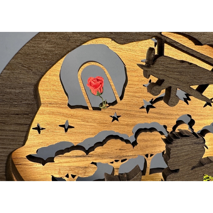 Li-Go 23634/DUB2 - Hämardatav LED-laualamp/dekoratsioon LED/12W/230V 20x22 cm tamm/Väike prints roosiga