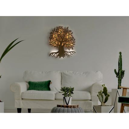 Li-Go 23673/DUB2 - LED hämardatav seinakaunistus LED/10W/5V 20000 mAh 45x55 cm tamm + kaugjuhtimispult