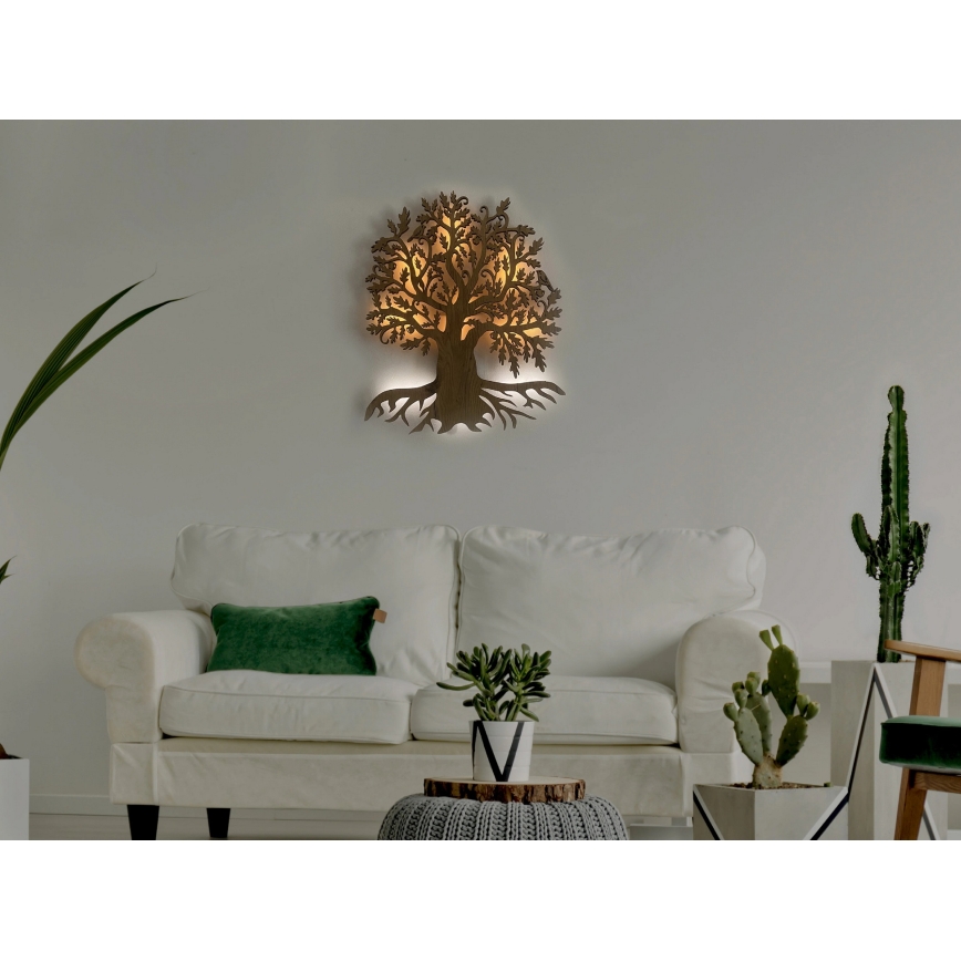 Li-Go 23673/DUB2 - LED hämardatav seinakaunistus LED/10W/5V 20000 mAh 45x55 cm tamm + kaugjuhtimispult