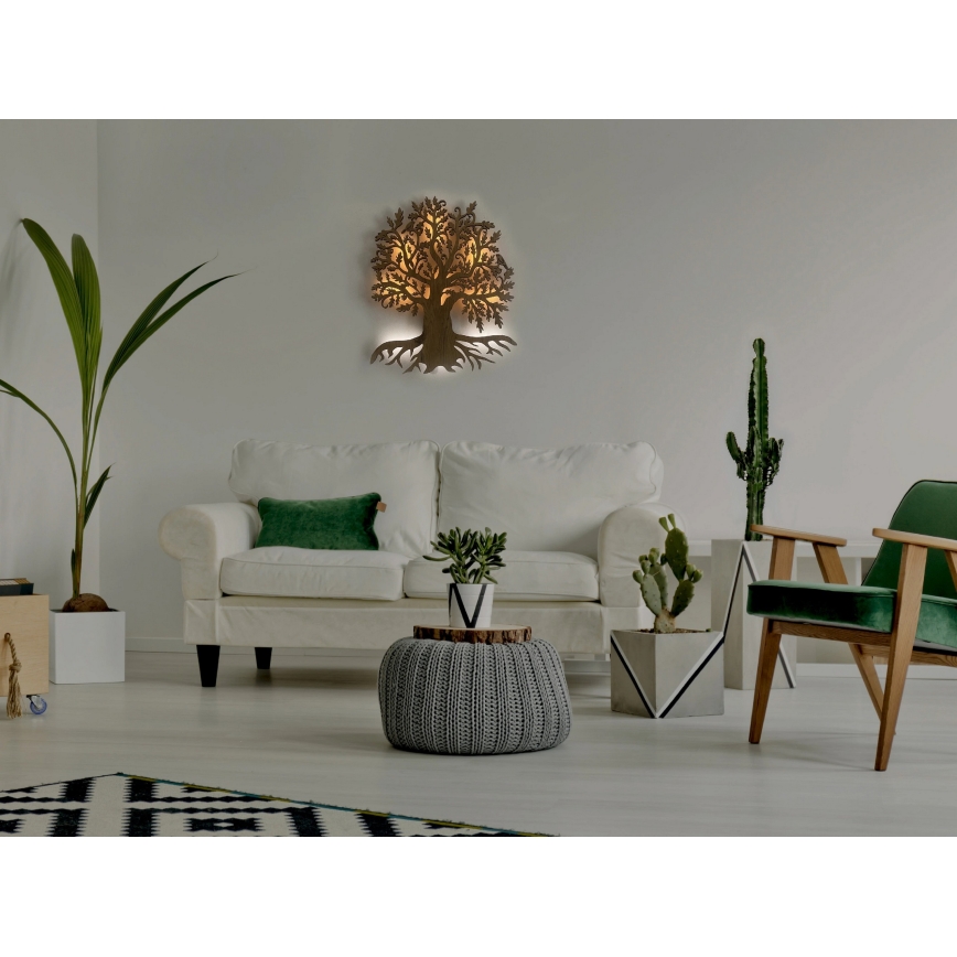 Li-Go 23673/DUB2 - LED hämardatav seinakaunistus LED/10W/5V 20000 mAh 45x55 cm tamm + kaugjuhtimispult