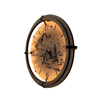 Li-Go 23697/DUB/BAT2 - hämardatav LED-kell liikumisanduriga LED/10W/5V 20000 mAh + 1xAA läbimõõt 32 cm tamm/Hory