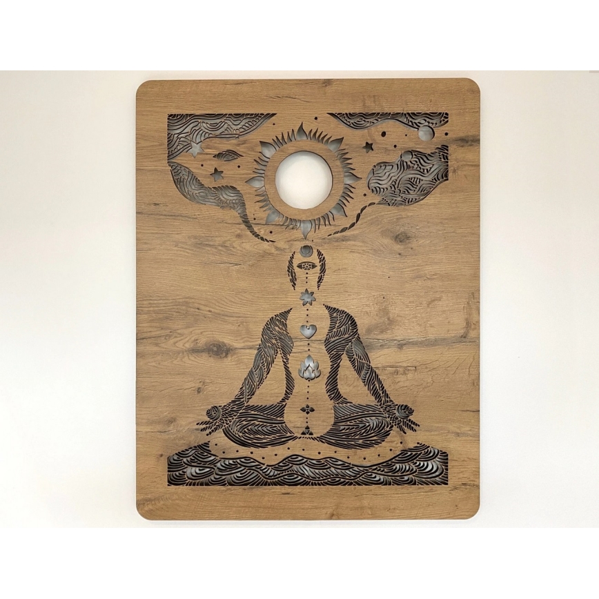 Li-Go 4421/A/4 - LED hämardatav seinakaunistus LED/10W/5V 30000 mAh 70x90 cm tamm/tšakrad