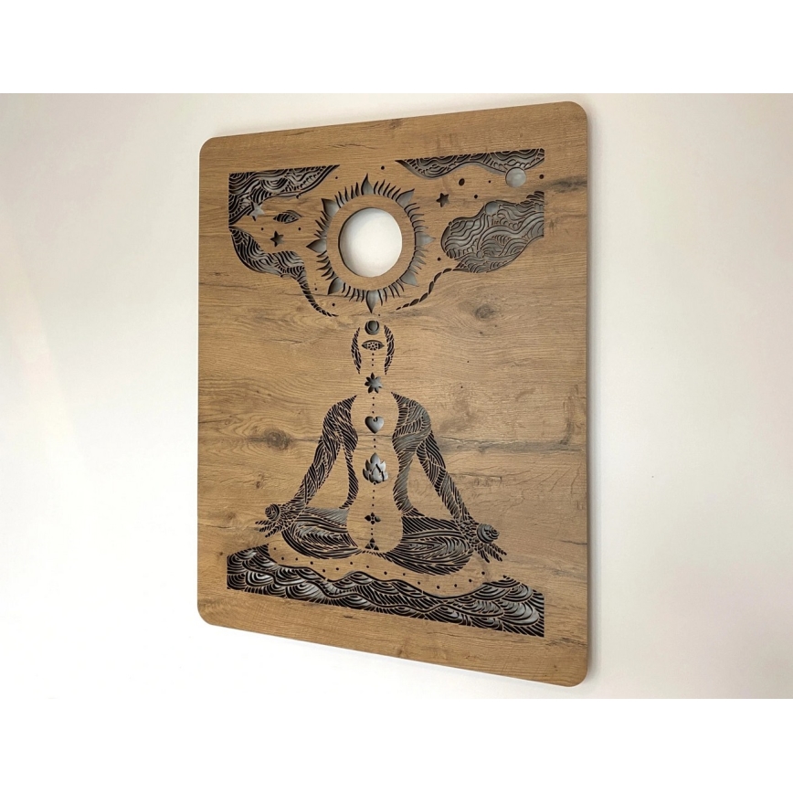 Li-Go 4421/A/4 - LED hämardatav seinakaunistus LED/10W/5V 30000 mAh 70x90 cm tamm/tšakrad