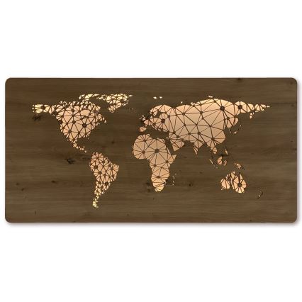 Li-Go 4457/A/4 - hämardatav LED-seinakaunistus LED/10W/5V 30000 mAh 120x60 cm tamm/maailmakaart