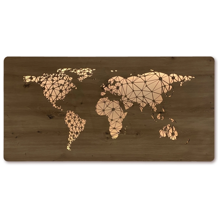 Li-Go 4457/A/4 - hämardatav LED-seinakaunistus LED/10W/5V 30000 mAh 120x60 cm tamm/maailmakaart