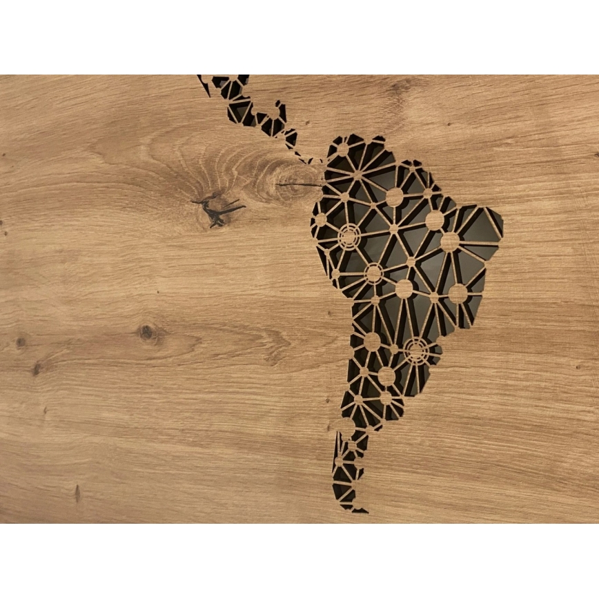 Li-Go 4457/A/4 - hämardatav LED-seinakaunistus LED/10W/5V 30000 mAh 120x60 cm tamm/maailmakaart