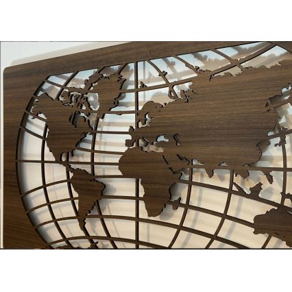 Li-Go 4709/DUB2 - LED RGBW hämardatav seinakaunistus LED/24W/230V 125x74 cm tamm/maailmakaart paralleeljooned + kaugjuhtimispult