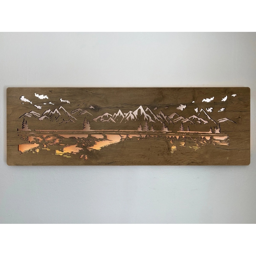 Li-Go 4778/A/4 - hämardatav LED-seinakaunistus LED/10W/5V 30000 mAh 120x40 cm tamm/Järv