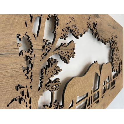 Li-Go 5012/B/4 - hämardatav LED-seinakaunistus LED/10W/5V 30000 mAh 120x60 cm tamm/hobused + kaugjuhtimispult