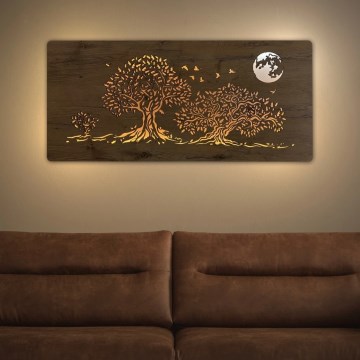 Li-Go 5042/DUB2 - LED-hämardatav seina dekoratsioon LED/24W/230V 110x50 cm tamm/Kolm tammepuud ja kuu