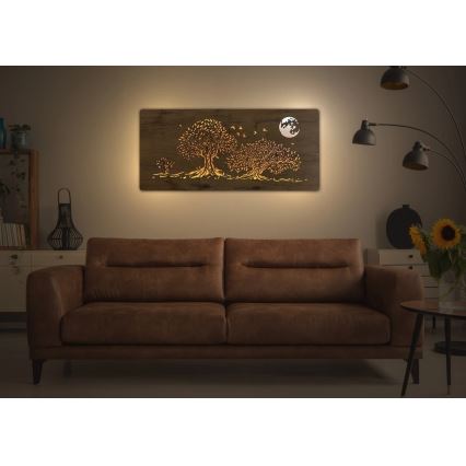 Li-Go 5042/DUB2 - LED-hämardatav seina dekoratsioon LED/24W/230V 110x50 cm tamm/Kolm tammepuud ja kuu
