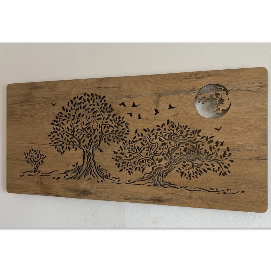 Li-Go 5042/DUB2 - LED-hämardatav seina dekoratsioon LED/24W/230V 110x50 cm tamm/Kolm tammepuud ja kuu