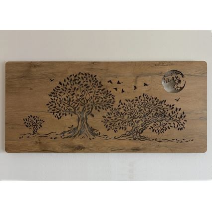 Li-Go 5042/DUB2 - LED-hämardatav seina dekoratsioon LED/24W/230V 110x50 cm tamm/Kolm tammepuud ja kuu