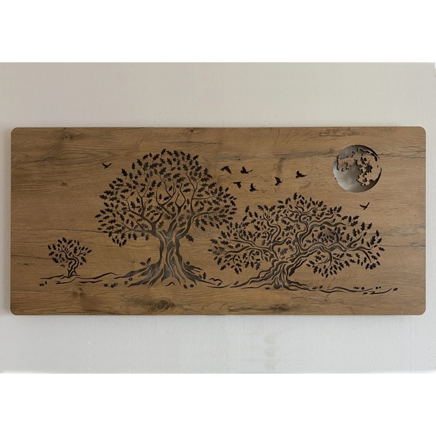 Li-Go 5042/DUB2 - LED-hämardatav seina dekoratsioon LED/24W/230V 110x50 cm tamm/Kolm tammepuud ja kuu