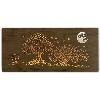 Li-Go 5042/DUB2 - LED-hämardatav seina dekoratsioon LED/24W/230V 110x50 cm tamm/Kolm tammepuud ja kuu