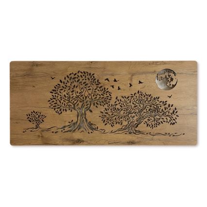 Li-Go 5042/DUB2 - LED-hämardatav seina dekoratsioon LED/24W/230V 110x50 cm tamm/Kolm tammepuud ja kuu