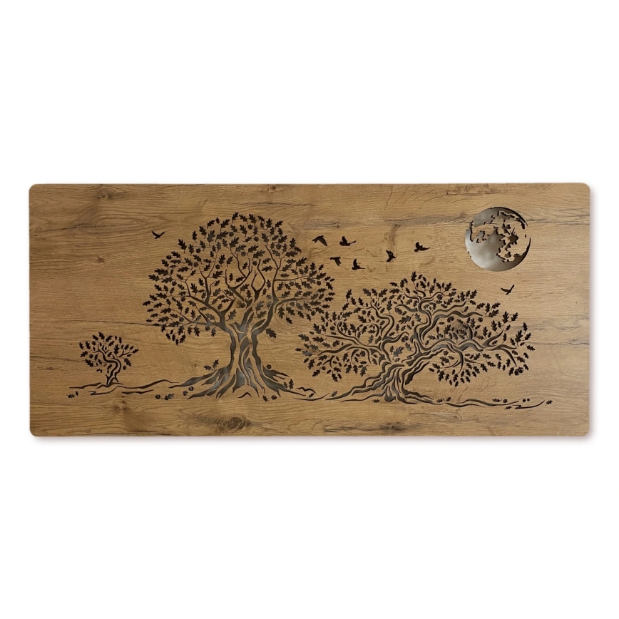 Li-Go 5042/DUB2 - LED-hämardatav seina dekoratsioon LED/24W/230V 110x50 cm tamm/Kolm tammepuud ja kuu