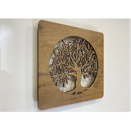 Li-Go 5275/DUB2 - Hämardatav LED-kell LED/10W/5V 20000 mAh 42x42 cm tamm / tammring + kaugjuhtimispult