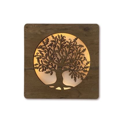 Li-Go 5275/DUB2 - Hämardatav LED-kell LED/10W/5V 20000 mAh 42x42 cm tamm / tammring + kaugjuhtimispult