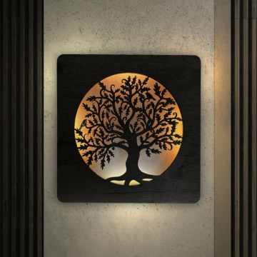 Li-Go 5275/DUB2 - Hämardatav LED-kell LED/10W/5V 20000 mAh 42x42 cm tamm / tammring + kaugjuhtimispult