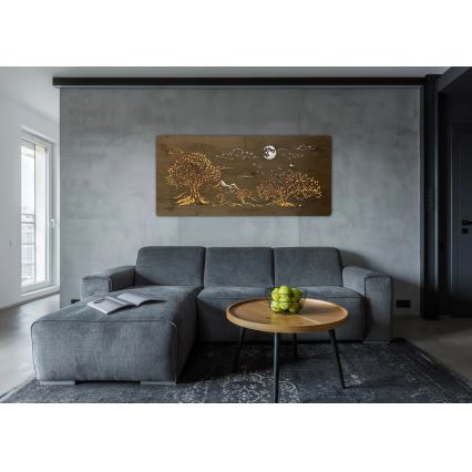 Li-Go 5478/DUB2 - LED hämardatav seinakaunistus LED/24W/230V 130x60 cm tamm/Neli tammepuud ja kuu