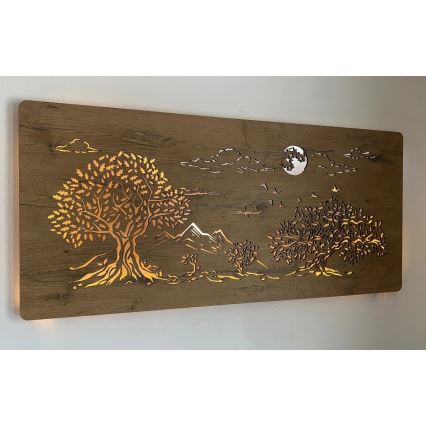 Li-Go 5478/DUB2 - LED hämardatav seinakaunistus LED/24W/230V 130x60 cm tamm/Neli tammepuud ja kuu