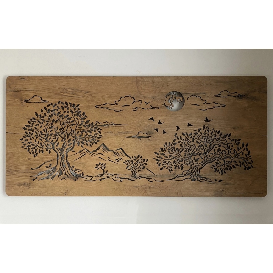 Li-Go 5478/DUB2 - LED hämardatav seinakaunistus LED/24W/230V 130x60 cm tamm/Neli tammepuud ja kuu