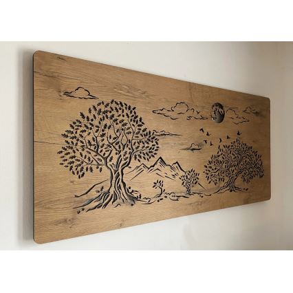 Li-Go 5478/DUB2 - LED hämardatav seinakaunistus LED/24W/230V 130x60 cm tamm/Neli tammepuud ja kuu