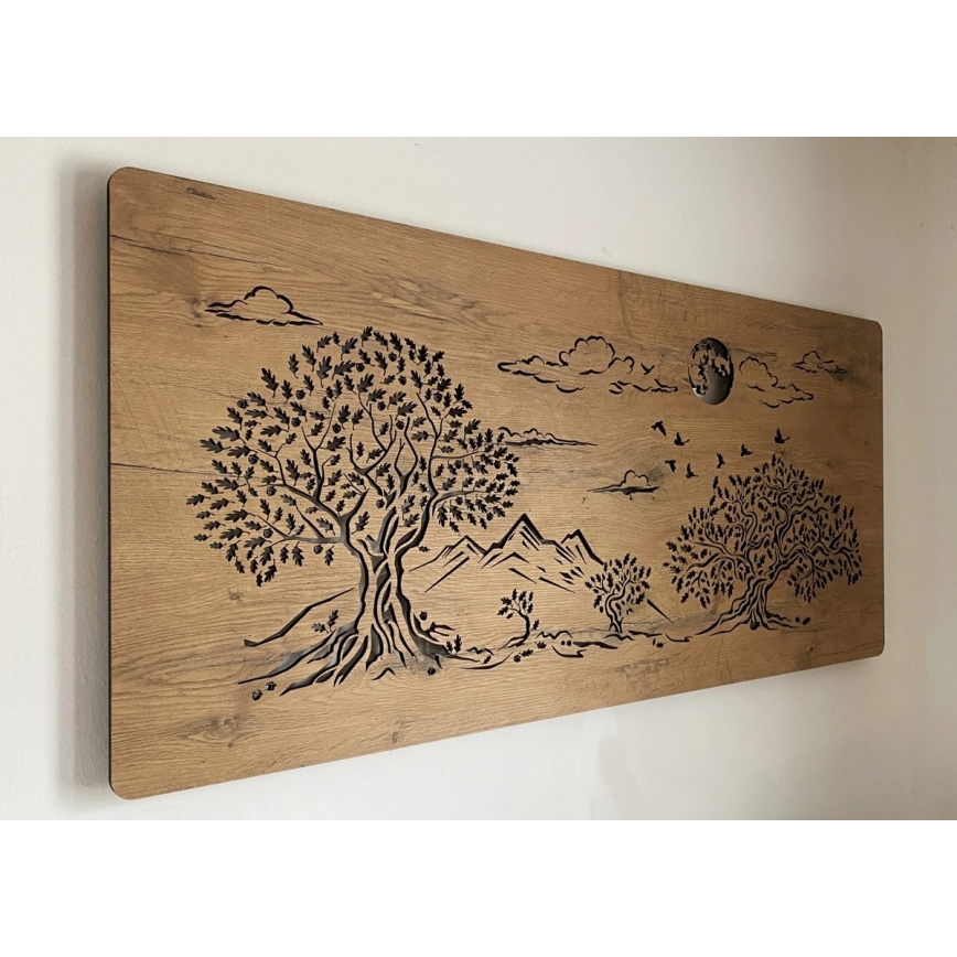 Li-Go 5478/DUB2 - LED hämardatav seinakaunistus LED/24W/230V 130x60 cm tamm/Neli tammepuud ja kuu