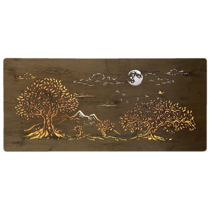 Li-Go 5478/DUB2 - LED hämardatav seinakaunistus LED/24W/230V 130x60 cm tamm/Neli tammepuud ja kuu