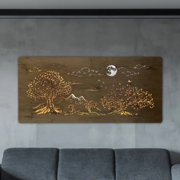 Li-Go 5478/DUB2 - LED hämardatav seinakaunistus LED/24W/230V 130x60 cm tamm/Neli tammepuud ja kuu