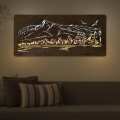 Li-Go 5589/A/DUB2 - LED hämardatav seinakaunistus LED/10W/5V 30000 mAh 110x50 cm tamm/Mäed lindudega