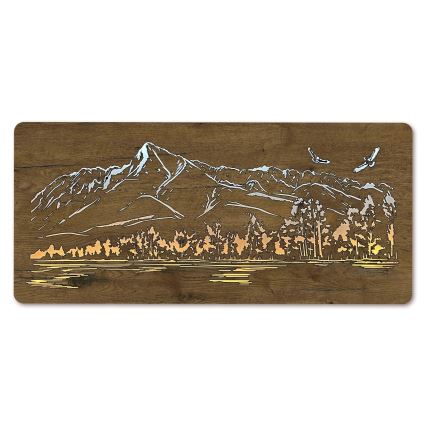 Li-Go 5589/A/DUB2 - LED hämardatav seinakaunistus LED/10W/5V 30000 mAh 110x50 cm tamm/Mäed lindudega