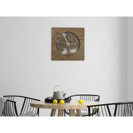 Li-Go 5652/DUB2 - LED-hämardatav seinakell LED/10W/5V 20000 mAh 42x42 cm tamm/tamm rõngas + kaugjuhtimispult