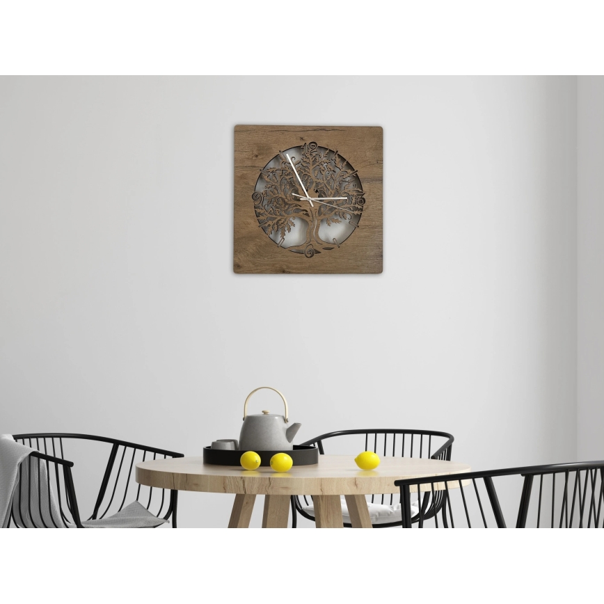 Li-Go 5652/DUB2 - LED-hämardatav seinakell LED/10W/5V 20000 mAh 42x42 cm tamm/tamm rõngas + kaugjuhtimispult