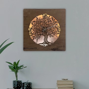 Li-Go 5652/DUB2 - LED-hämardatav seinakell LED/10W/5V 20000 mAh 42x42 cm tamm/tamm rõngas + kaugjuhtimispult