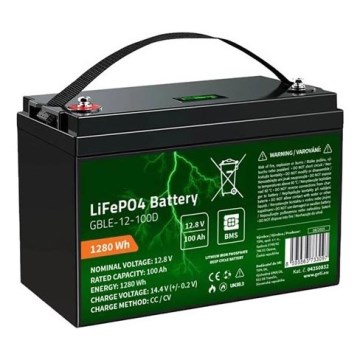 LiFePO4-aku ekraaniga 12,8 V/100 Ah