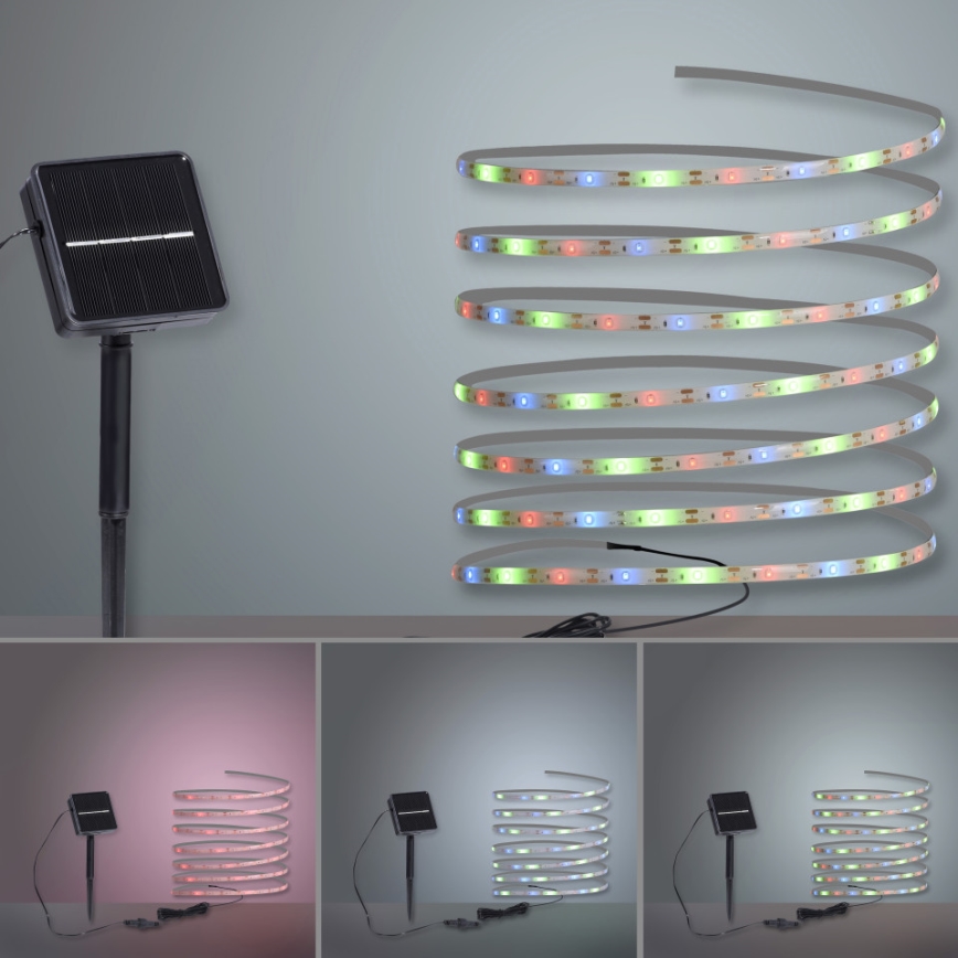JUST LIGHT. 19971-18 - LED RGB päikesetoitega valgusriba TEANIA LED/3,7V 5 m 1200 mAh IP44 must