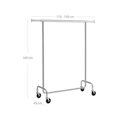 Liigutatav põrandariidenagi JEAN 110/150x160x45 cm, hõbedane