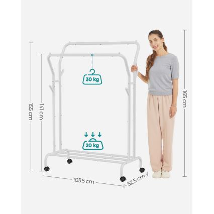 Liikuv püstine riidepuu LINEA valge