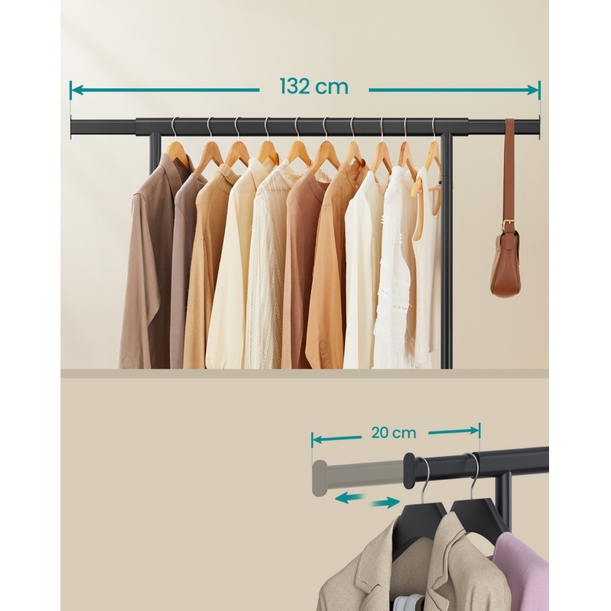 Liikuv seisev riidenagi LINEA, must