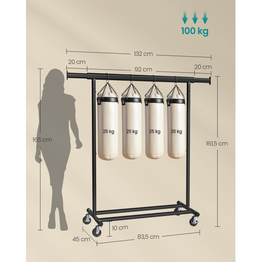 Liikuv seisev riidenagi LINEA, must