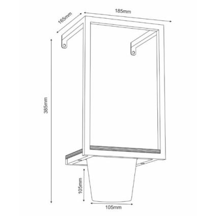 Lillepott seinale 38x18 cm must