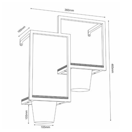 Lillepott seinale 46x36 cm must