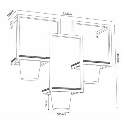 Lillepott seinale 46x53 cm must