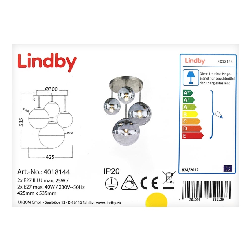 Lindby - Laevalgusti RAVENA 2xE27/40W/230V + 2xE27/25W/230V