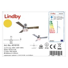 Lindby - Laeventilaator ALVIN 2xE14/40W/230V + pult