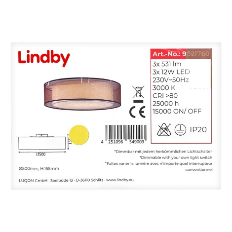 Lindby - LED Hämardatav laevalgusti AMON 3xLED/12W/230V