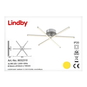 Lindby - LED RGB Hämardatav laevalgusti LANSSON 3xLED/9W/230V + pult