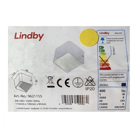 Lindby - LED Seinavalgusti LONISA LED/5W/230V